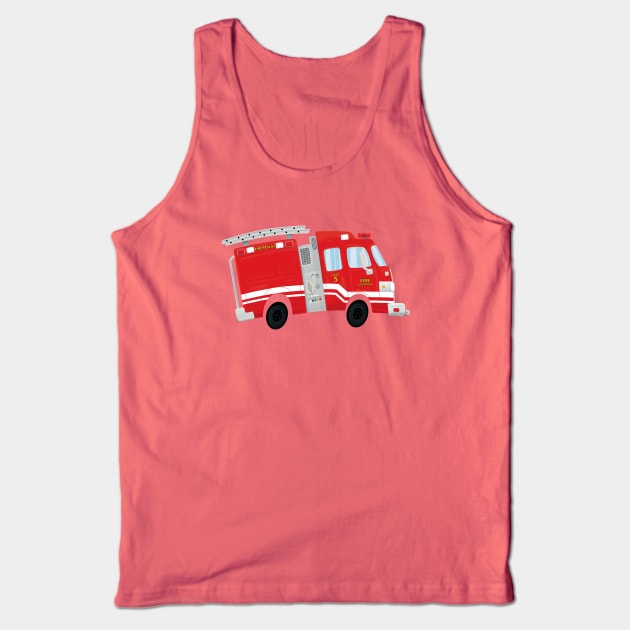 Cute Firetruck Design Tank Top by NPolandDesigns